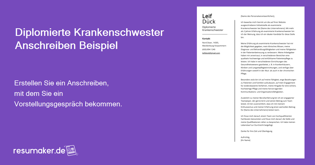 Bewerbungsschreiben Als Diplomierte Gesundheits Und Krankenschwester