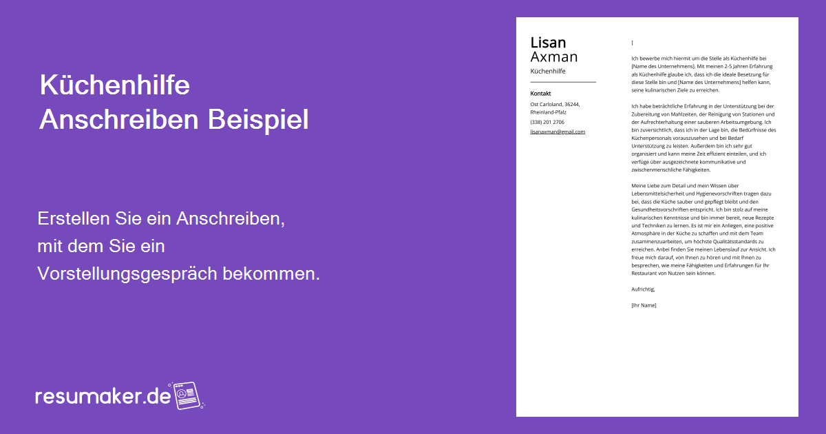 Wie Schreibe Ich Eine Bewerbung Als Küchenhilfe