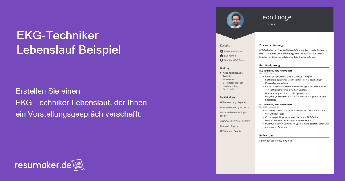 EKG-Techniker Lebenslauf Beispiel für 2024