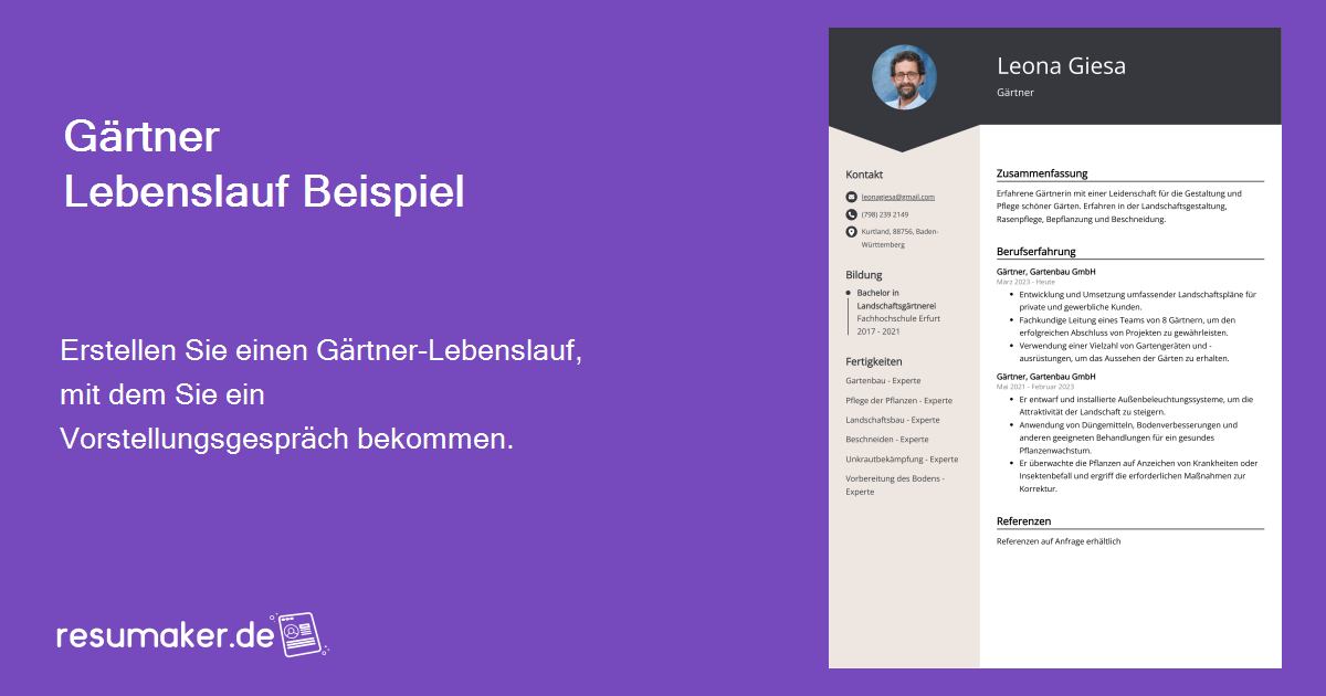 Gärtner Lebenslauf Beispiel (Kostenloser Leitfaden)